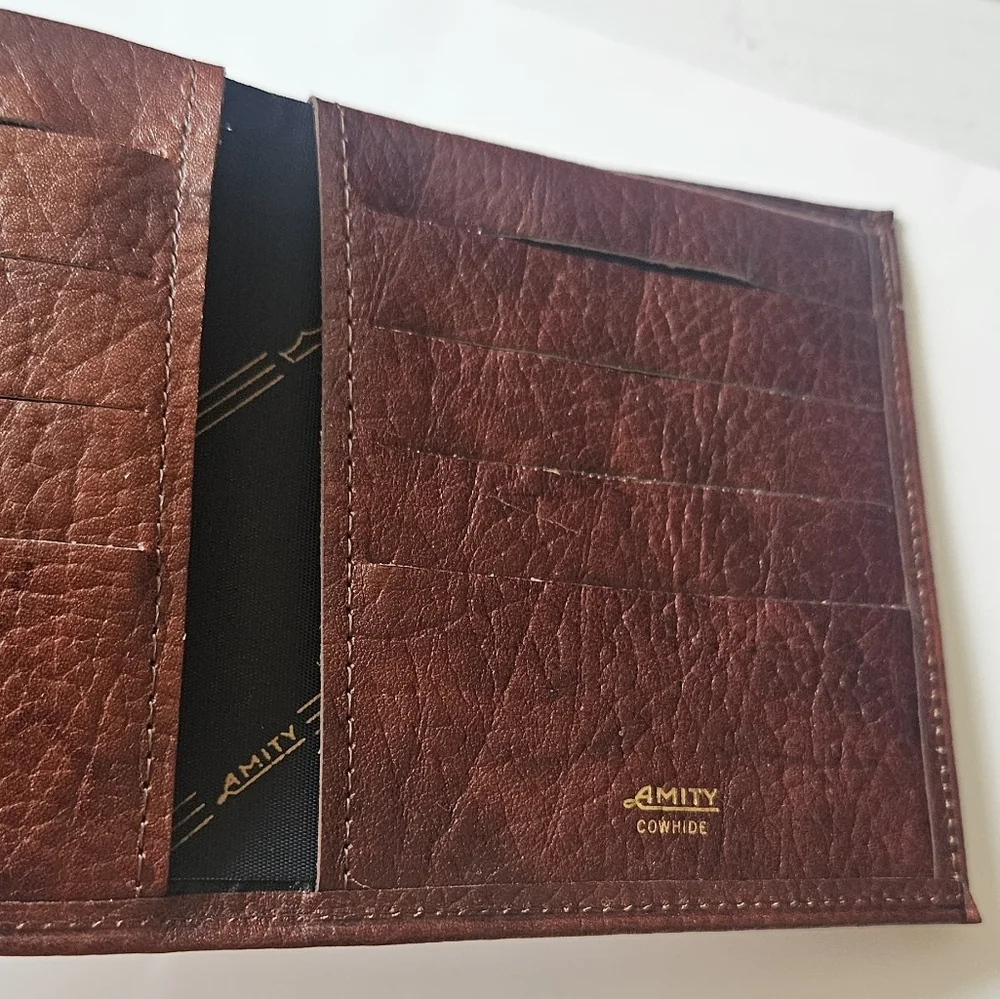 Men's Vintage BillFold Wallet, Cowhide Leather by Amity, Made in the USA